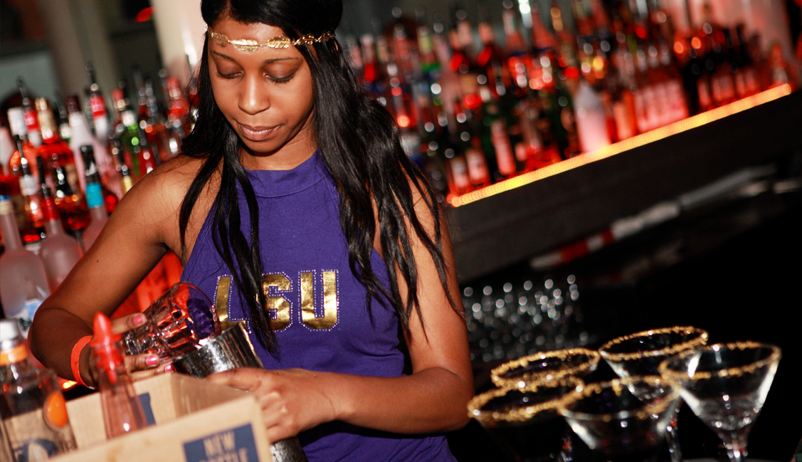 LSU Bartender Pours Drinks, Night Clubs, Baton Rouge, LA Photo - The Penthouse Club