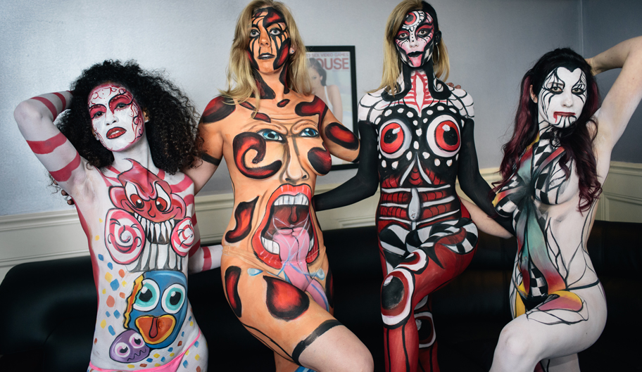 Photo Of Four Strippers With Surrealist Body Paint, Nightlife, Baton Rouge, LA - The Penthouse Club